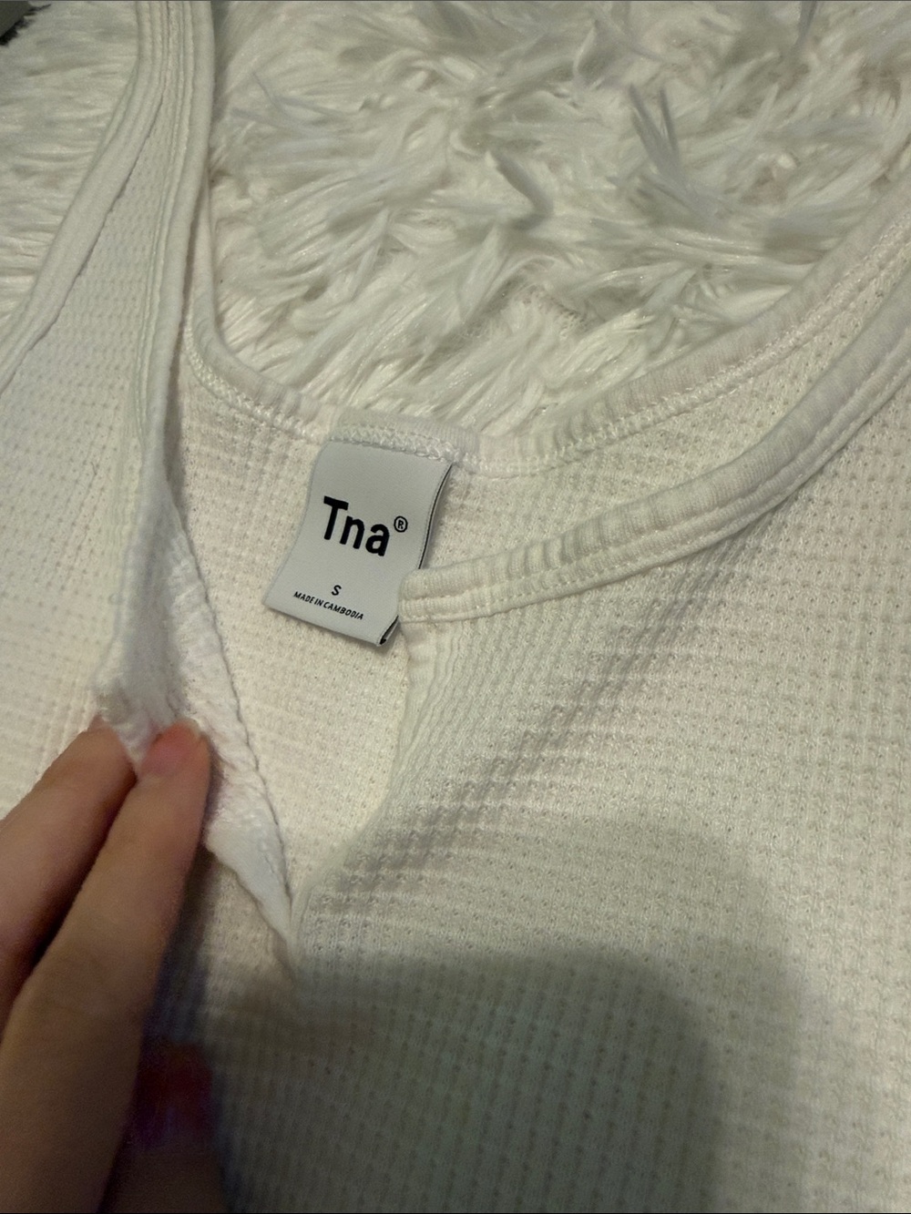TNA White Waffle Knit Tank